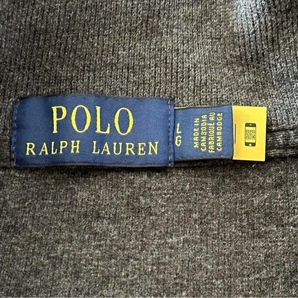 Polo Ralph Lauren Men’s Size L Dark Gray Cotton 1/4 Zip Estate Rib Sweater
